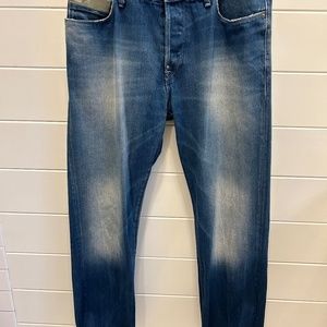 G STAR RAW Mens Distressed Denim Button Front Straight Leg Jeans